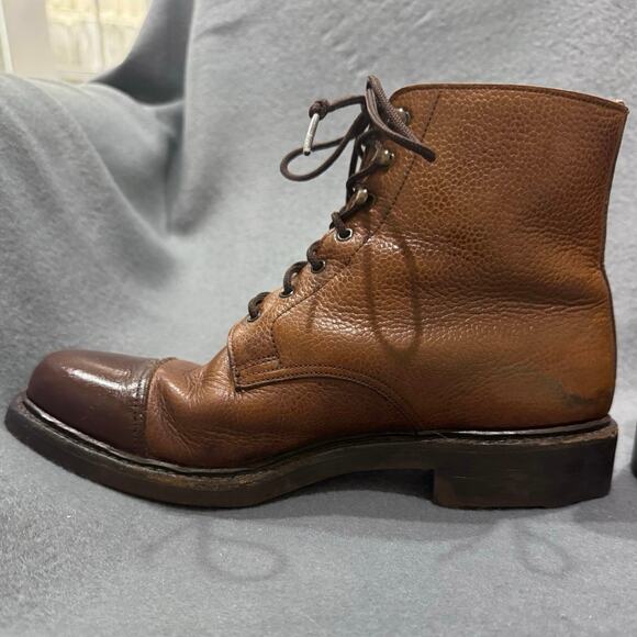 Ralph Lauren Bench Made England CapToe LaceUp Brown Boots Women 8B Heritage FLAW - Picture 5 of 15